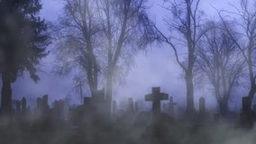 snowy foggy dark cloudy spooky cemetery - horrible halloween - Powered by Shutterstock - Get 15% off with code: PIKWIZARD15