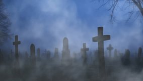 snowy foggy dark cloudy spooky cemetery - horrible halloween - Powered by Shutterstock - Get 15% off with code: PIKWIZARD15
