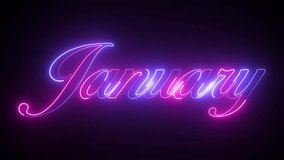 Abstract glowing text month January light neon effect background animation. January text animation - Powered by Shutterstock - Get 15% off with code: PIKWIZARD15