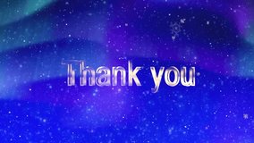 Winter landscape background with gold color “thank you”, aurora borealis and falling snowflakes. Material for thumbnails, endings, presentations and video editing. - Powered by Shutterstock - Get 15% off with code: PIKWIZARD15