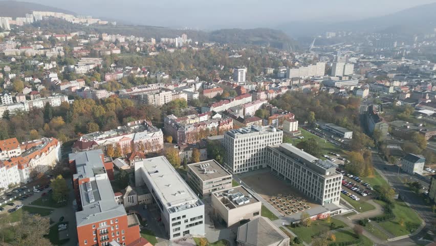 Usti nad Labem town city center  aerial drone footage 4K landmarks