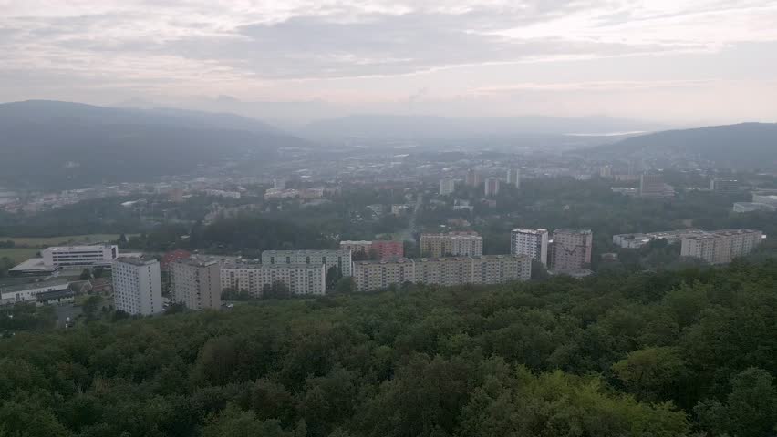 Usti nad Labem town city center  aerial drone footage 4K landmarks