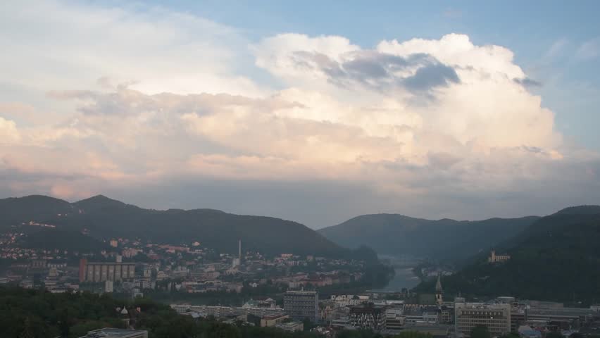 Usti nad Labem town city center  aerial drone footage 4K landmarks