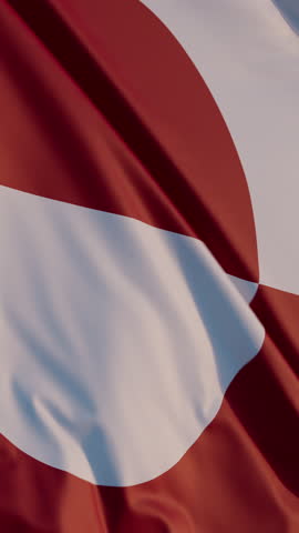 Greenland Nuuk Flag Vertical Cinematic Realistic Waving Dolly Out Blue Sky