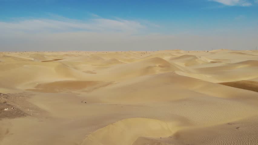 Desert aerial footage. Abu Dhabi desert panorama. Desert background.