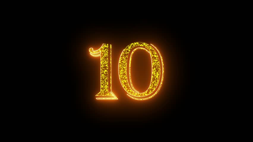 Number 10 Golden Animation. Luxury Shiny Glow Numbers