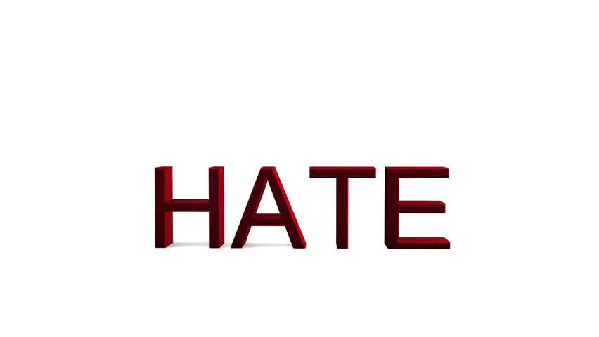 Love and Hate text. Love conquers hate. 