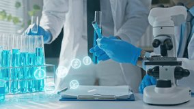 A futuristic molecule in laboratory, Female scientist researcher handling equipment, emphasizing scientific experimentation from microscope for pharmacy medical for and antibody for disease and virus - Powered by Shutterstock - Get 15% off with code: PIKWIZARD15