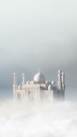 Mosque and clouds vertical looping animation for eid and ramadan islamic abstract background