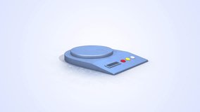 Weight Scale on a Light Reflective Floor. Kitchen Digital Scale 3D Animation. 4K - Powered by Shutterstock - Get 15% off with code: PIKWIZARD15