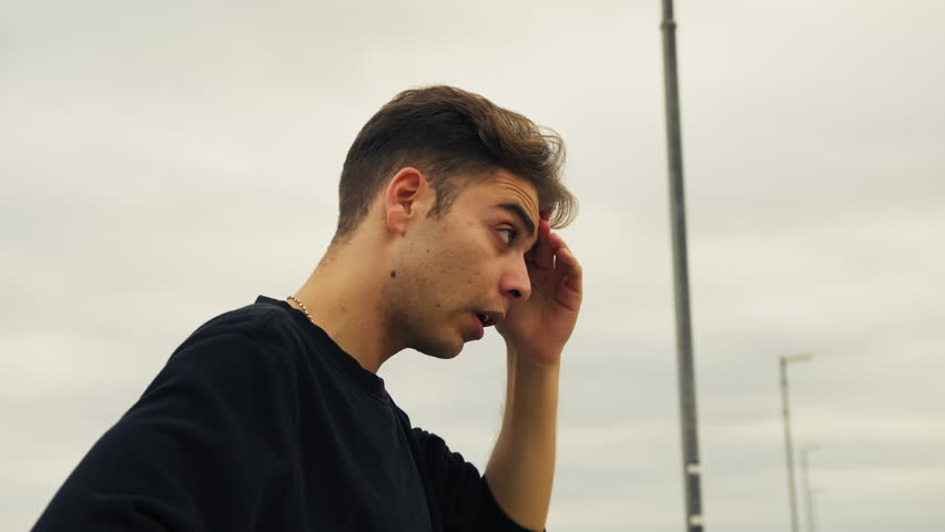 Boy On A Sultry Summer Day Hot Outdoors Looking For Refreshment