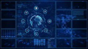 Advanced Modern Business HUD data analytics dashboard display Technology data analysis. financial investment. infographic of financial. reports of business strategy for investment. 3D Illustration - Powered by Shutterstock - Get 15% off with code: PIKWIZARD15