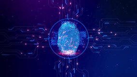 4K Digital Fingerprint identification scanner ID. advanced processing of biometric fingerprint scanner verification. cybersecurity hologram Network security system check process authorization 4K 3D - Powered by Shutterstock - Get 15% off with code: PIKWIZARD15
