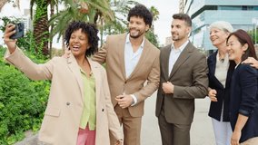 Business, multiethnic, people, financial Diverse business team enjoying outdoor selfie moment together - Powered by Shutterstock - Get 15% off with code: PIKWIZARD15