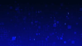 Cubic Blue Grid Geometric Square of digital data binary code nodes Stream and flashing information streams Background. digital cyberspace, HUD infographic AI code matrix Numbers . glitch effect 4K 3D - Powered by Shutterstock - Get 15% off with code: PIKWIZARD15