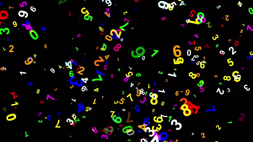 Colorful digital numbers motion graphics with plain black background