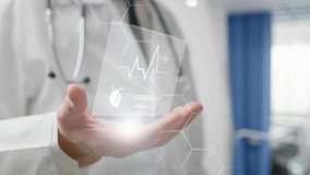 Doctor examines heart hologram dat - Powered by Shutterstock - Get 15% off with code: PIKWIZARD15