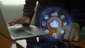 Business analytics big data analysis technology. Futuristic business digital finance investment concept. Businessman shows glowing neon line of data analytic icons on virtual screen. - Powered by Shutterstock - Get 15% off with code: PIKWIZARD15