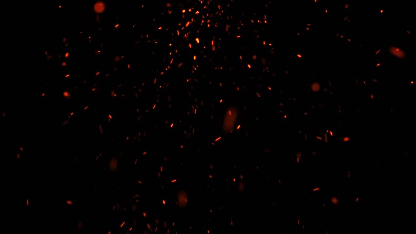 Glowing red hot sparks and embers swirling downwards in the night air. Looping HD fire background animation. 