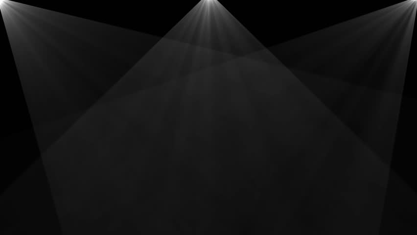 white beams of light on a black background fall from above and intersect below, forming one large circular spot of light. Seamless loop.	