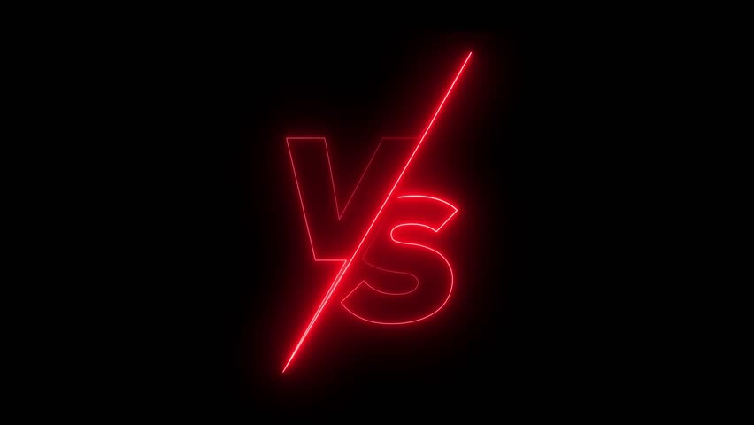 VS versus bars neon animated versus vs bars neon multiplayer co op team with smoky black background ,Animation of glowing neon versus text .neon lines and black background.	
