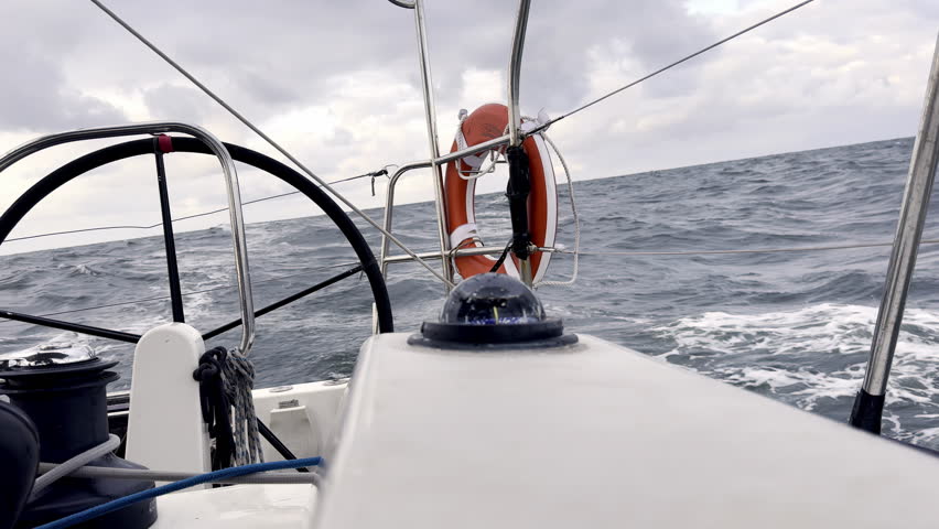 Navigating the Unpredictable North Sea Yacht Bravely Faces the Rough Seas and Overcast Skies, a Testament to the Spirit of Adventure and Resilience
