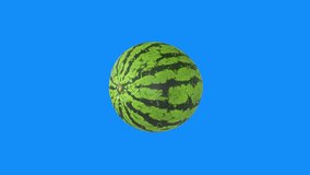 Bright green watermelon spinning in animated 3d rendering against blue backdrop - Powered by Shutterstock - Get 15% off with code: PIKWIZARD15