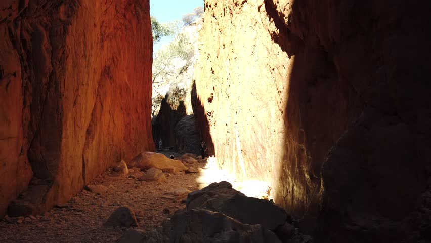 Popular landmark in Central Australia: Standley Chasm in West MacDonnell Ranges, a natural gorge in dry season in Australian Outback landscape, Red Center of Northern Territory near Alice Springs.