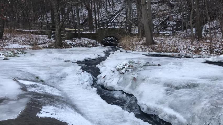 Frozen River in Winter in Wisconsin