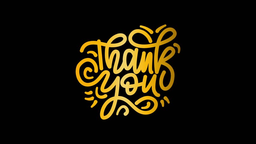 Thank you text animation with gold color for luxury style greeting footage.