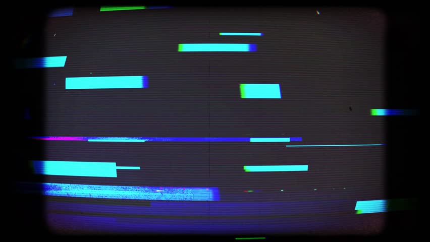 Retro Tube TV Screen, Cyberpunk Glitch Screen Effect, Noise Flickering