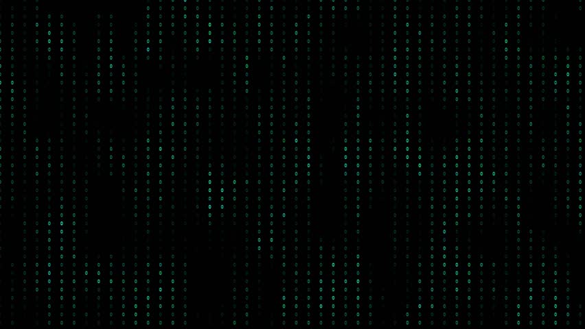 Digital Green Matrix-Style Code Pattern Abstract vertical green dots resembling matrix code cascading against black background tech, sci-fi, or futuristic-themed designs presentations
