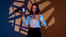 Woman explores the digital realm wearing VR glasses against a vivid background - Powered by Shutterstock - Get 15% off with code: PIKWIZARD15