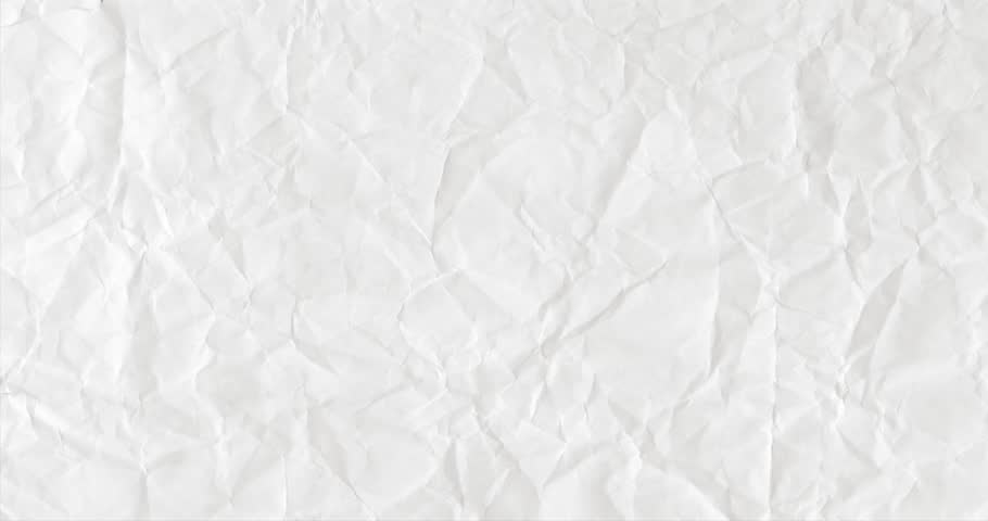 White Crumpled Paper Texture Loop. Shaking, Fast Changing Wrinkled Paper Layout. Looped Background  Made of Creased Paper Sheet. Surface of White Soft Crumpled Paper.