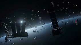 A dramatic visualization of space junk orbit around earth. - Powered by Shutterstock - Get 15% off with code: PIKWIZARD15