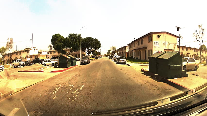 WATTS, CA - APRIL 9, 2013: The point of view of someone driving through