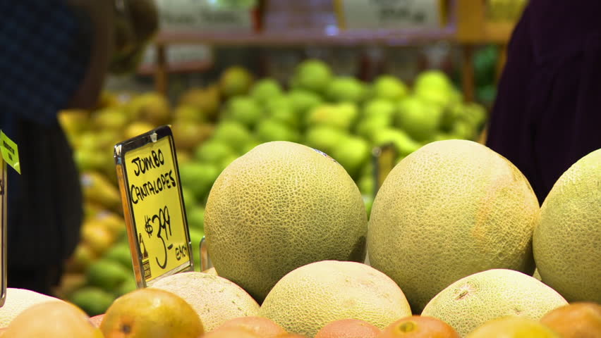 Cantaloupes in a market for sale