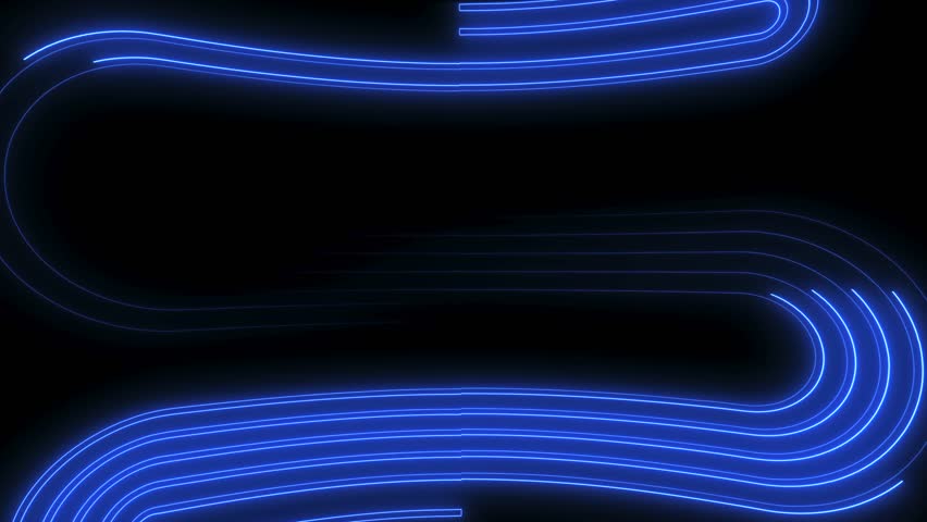 Blue electric neon hi tech lines Lights Abstract Neon Tunnel Animation with Flashing Geometric Shapes, Vibrant Green and Yellow LED Light Effects for VJ Loops and Events