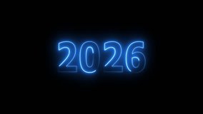 2026 Happy new year glowing neon text animation. Abstract cosmic vibrant color backdrop. Glowing neon Congratulation Happy New Year 2026. Futuristic style loop new year animation 4k video. - Powered by Shutterstock - Get 15% off with code: PIKWIZARD15