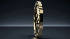 A detailed and captivating view of a golden Bitcoin coin that beautifully reflects light on a dark surface. 3D Illustration - Powered by Shutterstock - Get 15% off with code: PIKWIZARD15