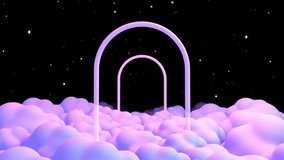 Looped 3D passing through gateway on clouds at night animation. - Powered by Shutterstock - Get 15% off with code: PIKWIZARD15