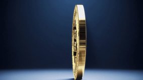 A striking gold cryptocurrency coin stands proudly upright, symbolizing the remarkable innovation in digital finance. 3D Illustration - Powered by Shutterstock - Get 15% off with code: PIKWIZARD15