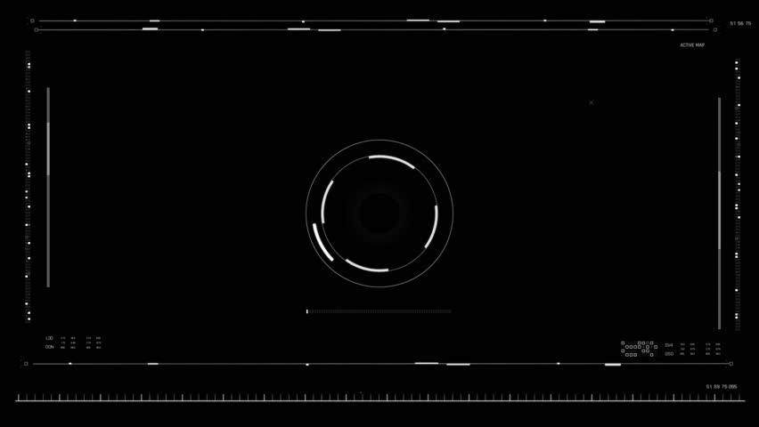 Universal technology line and frame video overlay futuristic HUD head up display interface template with basic geometry line element. Video template widescreen aspect ratio