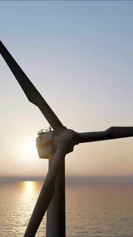 Wind power plant tower. Windmill farm. Sustainable energy production. Green energy, clean power, clean energy concept.	