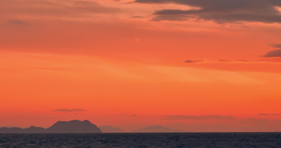 Red sky over the sea with copy sapce for text