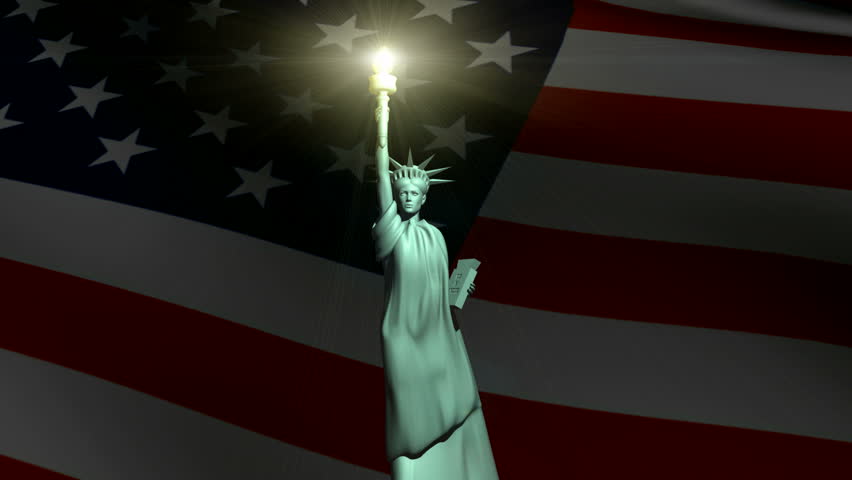 Liberty with Flag and Fireworks HD1080