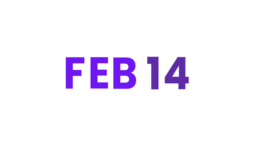 14th February calendar icon animation. Alpha matte with transparent background 4K resolution.