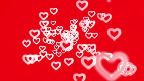 Stream of white neon  hearts on a red background. 3D animation. Video for Valentine's Day. Video background for valentine's day. Love background. White neon hearts. Romantic background. - Powered by Shutterstock - Get 15% off with code: PIKWIZARD15