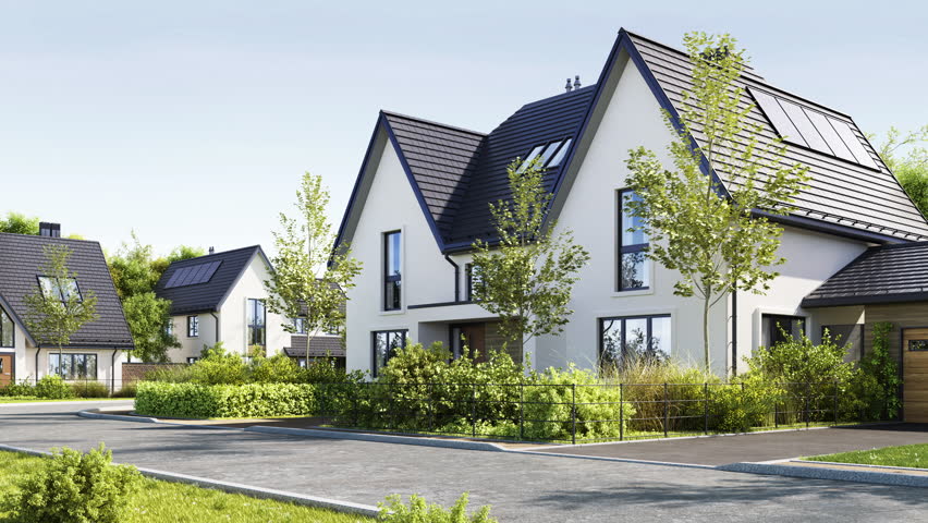 Suburban Street with Beautiful Houses