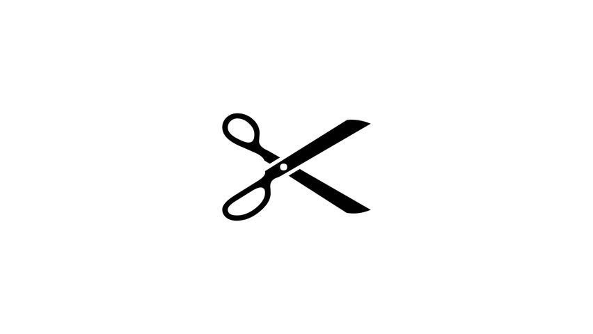 Scissors cutting icon, scissors cutting dash mark icon simple design animation background.